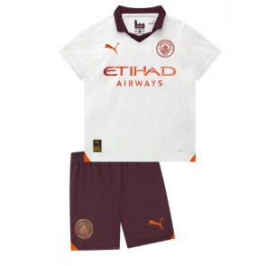 Manchester City kläder Barn 2023-24 Bortatröja Kortärmad (+ korta byxor)